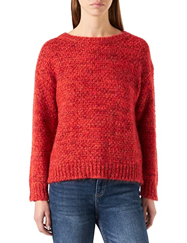 United Colors of Benetton Damski sweter z długim rękawem z okrągłym dekoltem, Wielokolorowy średni czerwony 68j, L