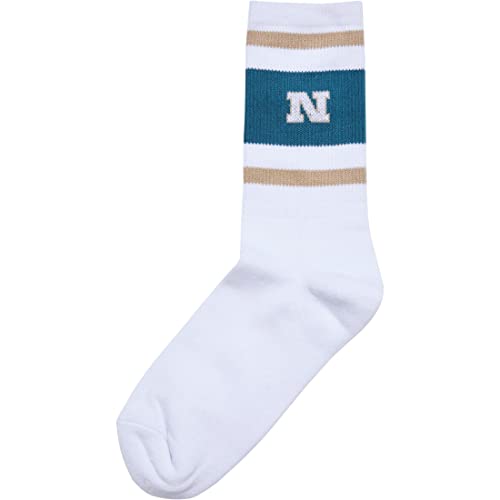 Urban Classics Skarpety unisex College Team Socks, styl blokowy, dostępne w 5 różnych kolorach, rozmiar od 35 do 38 do 47 – 50, beżowy/biały (Unionbeige/Bottlegreen/White), 47-50 EU