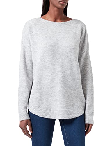 VERO MODA Damski sweter Vmkatie Ls V-Back Lace Blouse Noos, Jasnoszary melanż/szczegóły: w. Black Lace, XS