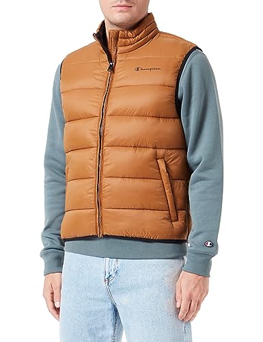 Champion Legacy Outdoor-High-Neck Tonal Logo Light Nylon Kamizelka Mężczyźni, Marrone Chiaro/Nero, L