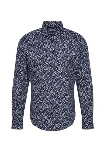 Seidensticker Męska koszula z długim rękawem o dopasowanym kroju, granatowy, 40