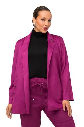 Ulla Popken Kurtka damska, imitacja zamszu, oversize, otwarty kształt, kurtka wewnętrzna, Ciemny bzu, 50-52 duże rozmiary
