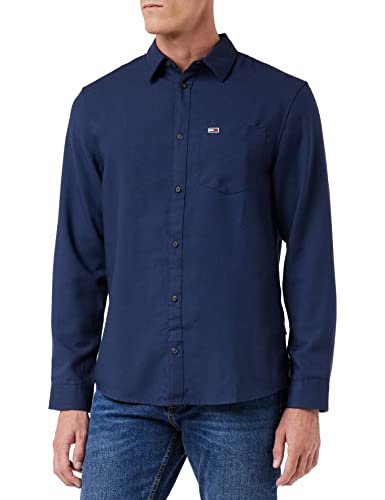 Tommy Jeans Męska koszula flanelowa TJM Solid, Ciemna granatowa, XXS