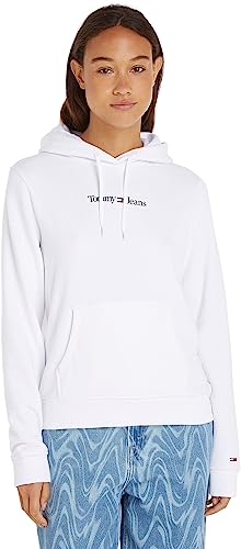Tommy Jeans Damska bluza z kapturem Tjw Reg Serif Linear, biały, XXS