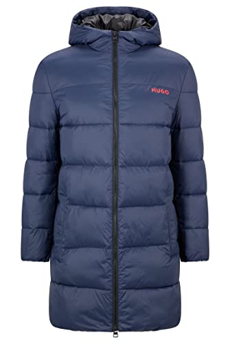 HUGO Męski płaszcz pikowany Mati2241 Slim-Fit z kapturem i logo, Dark Blue405, M