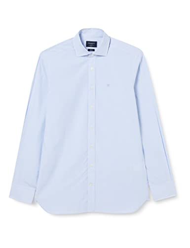 Hackett London męska COTTON LINEN BNGL STR Koszula męska, Białe/niebo., 3XL