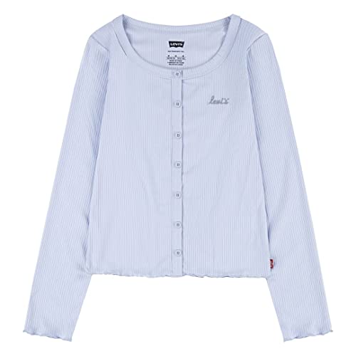 Levi's Kids Dziewczęca Lvg ls okrągły dekolt prążkowana dzianina L/S TOP, Niebieski halogenowy, 12 lat