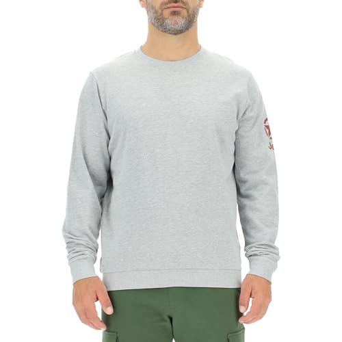 Jeep Męska bluza J z okrągłym wycięciem pod szyją Star Print na rękawach J23w długi sweter, jasnoszary melanż, S, jasnoszary melanżowy, S