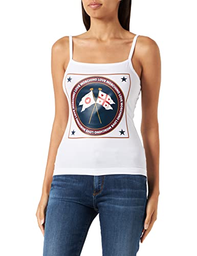 Love Moschino Women's Tight fit Tank Top, Optical White, 40, optical white, 40