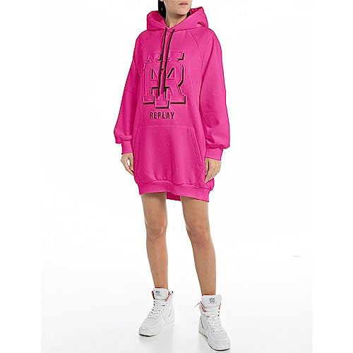 Replay Damska bluza oversize z kapturem, 106 Fairy Violet, L