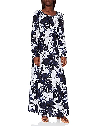 Love Moschino Damska bluza z nadrukiem róż, długie rękawy, prążkowany dekolt i spływająca spódniczka z luźną sukienką, F.bco/Rosa Blu, 40