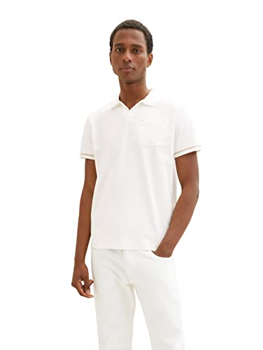 TOM TAILOR Męska koszulka polo, 1036368, biała, M, 10332 – Off White, M
