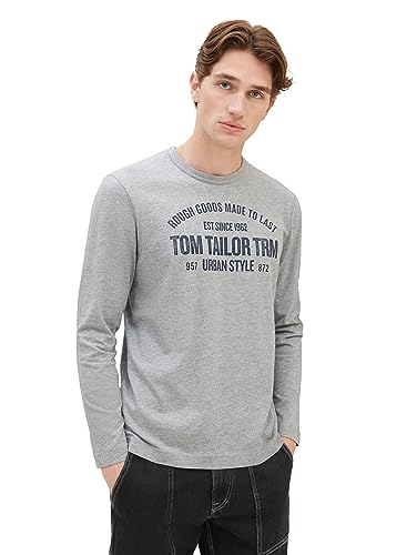 TOM TAILOR Koszulka męska z długim rękawem, 12035 – szary Heather Melange, 3XL
