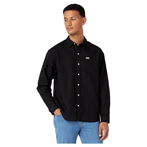 Wrangler Męska koszula 1 PKT, czarna, XL, czarny, XL