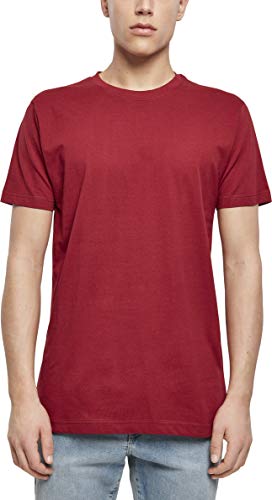 Build Your Brand Męski T-shirt okrągły dekolt, podstawowy top dla mężczyzn dostępny w wielu kolorach, rozmiary XS - 5XL, czerwony (burgundy), 5XL