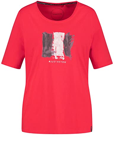 Samoon T-shirt damski, Strawberry Red Wzorzysty, 42 PL