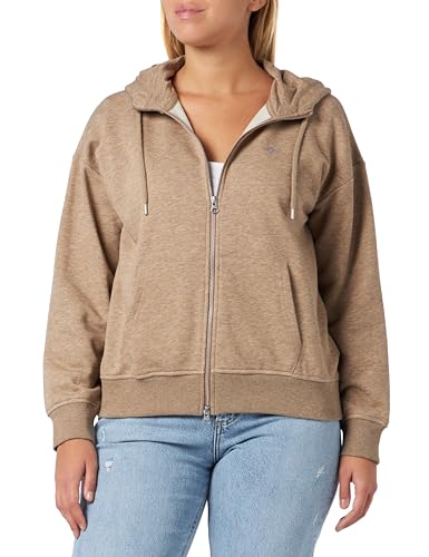 GANT Damska bluza z kapturem Rel Shield Zip Hoodie, Desert Brown, 3XL