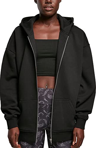 Urban Classics Damska bluza z kapturem, oversize, zapinana na zamek błyskawiczny, czarna, XS, czarny, XS
