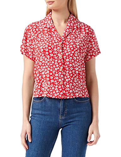Louche Damska koszula Marika-Flower-Sketch Bowling, Czerwony, 42 PL