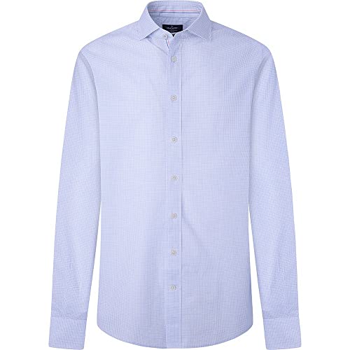 Hackett London Męska koszula w paski Graph Check Eng, Biały/niebo, S