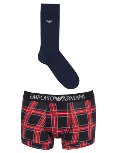 Emporio Armani Męskie skarpety Tartan Mix zestaw prezentowy, Check/Marine, M
