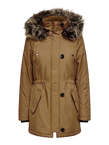 Bestseller A/S Damska parka zimowa ONLIRIS CC 2023 OTW płaszcz, Toasted Coconut/Detail:Brown FUR, L, Toasted Coconut/Detail:BROWN FUR, L