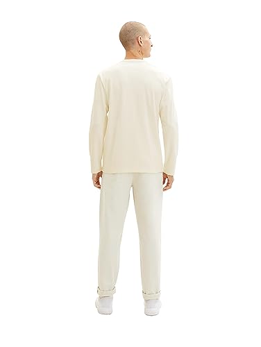 TOM TAILOR Męska koszula z długim rękawem z dekoltem Henley, 18592-vintage beżowa, M, 18592-vintage beżowy, M