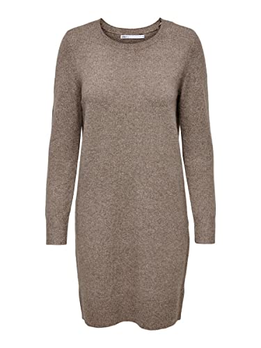 ONLY Women's ONLRICA Life L/S O-Neck Dress KNT NOOS sukienka mini, brązowa/szczegóły: melanż, S
