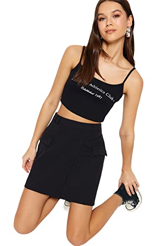 Trendyol Damska spódnica ołówkowa dopasowana tkana spódnica, czarna, 34, Czarny, 32