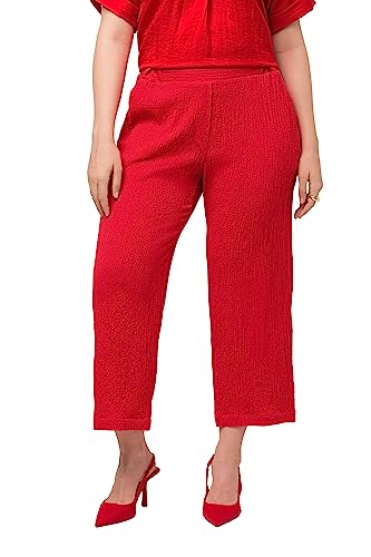 Ulla Popken Spodnie damskie, struktura Bubble, spodnie rekreacyjne, Salsarot, 46