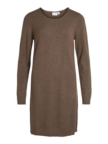 Vila Damska sukienka z dzianiny z długim rękawem, Krokodyl/szczegóły: ciemny melanż, XS