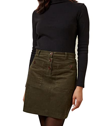 People Tree Damska spódnica sztruksowa Carson, khaki, 14, Khaki, 40