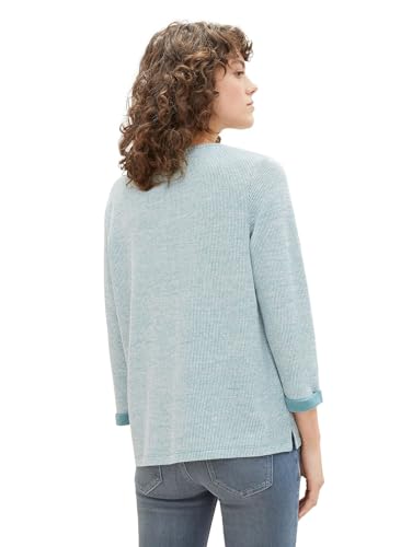 TOM TAILOR Damska bluza Cosy z rękawami 3/4, 32402 - Ever Green Melange, L