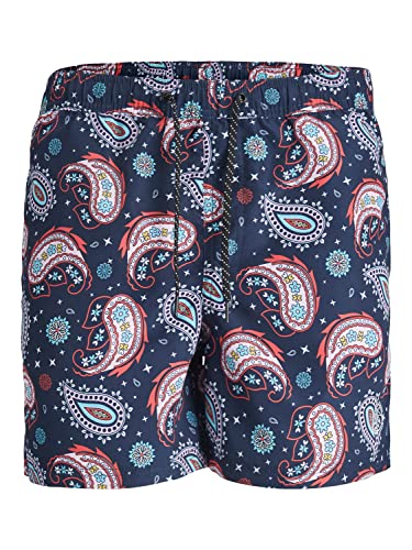 JACK & JONES PLUS Męskie szorty kąpielowe Jpstfiji Jjswim Paisley Pls Navy Blazer, 48, granatowy blezer