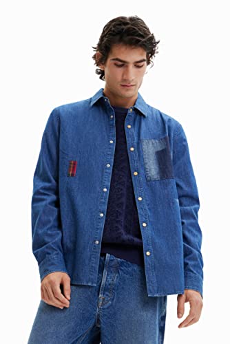 Desigual Męski t-shirt CAM_Bernardino 5005 Denim RAW, niebieski, M, niebieski, M