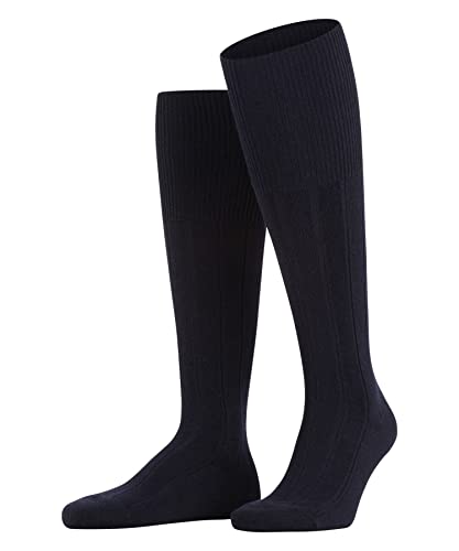 FALKE Mężczyźni Podkolanówki Lhasa Rib M KH Wełna Merynosa Kaszmir długie jednokolorowe 1 Para, Niebieski (Dark Navy 6370), 43-46