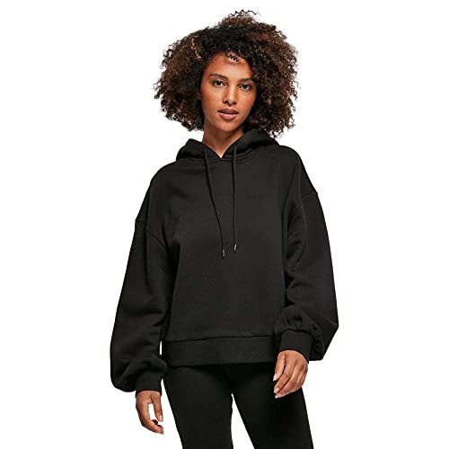 Build Your Brand Damska bluza z kapturem organicznym oversized, czarny, XS