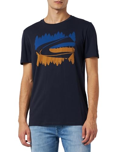 camel active Męski T-shirt z bawełny organicznej, niebieski (Night Blue), XXL