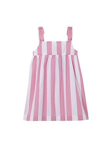 Gocco Sukienka w paski dla dziewczynek, Różowy, 7-8 lat