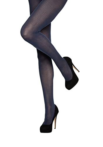 CHARNOS Damskie bawełniane rajstopy prążkowane granatowe rozmiar M - L, granatowy