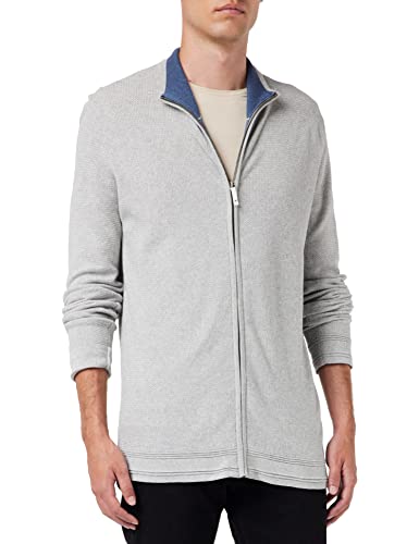 TOM TAILOR Męskie Podstawowy kardigan z dzianiny o strukturze 1032285, 30193 - Ordinary Grey Melange, M