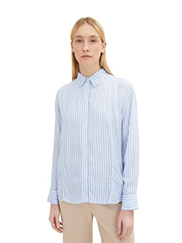 TOM TAILOR Damski Bluzka 1035265, 31403 - Blue White Thin Stripe, 42