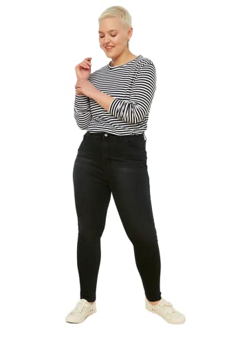 Trendyol High Waist Skinny Plus Size Jeansy Damskie, czarny, 46