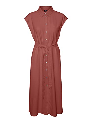 VERO MODA Sukienka damska Vmmymilo Sl Calf Shirt Dress WVN Ga, marsala, S
