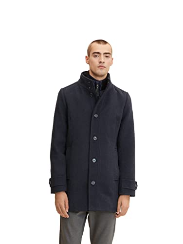 TOM TAILOR Męskie Płaszcz wełniany z kurtką wewnętrzną 1032506, 24258 - Navy Blue Structure, XXL