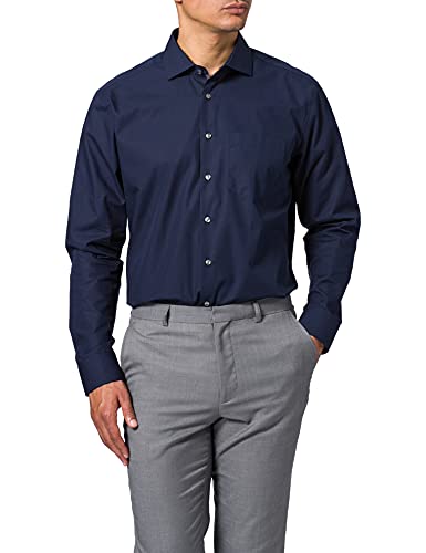 Seidensticker Męska koszula z długim rękawem o regularnym kroju, granatowy, 46