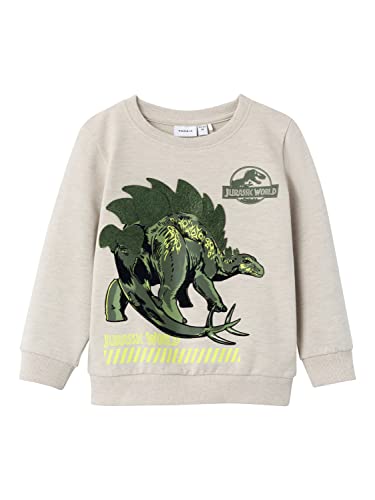 NAME IT Bluza chłopięca Nmmjovan Jurassic Sweat Unb Vde, Peyote Melange, 98