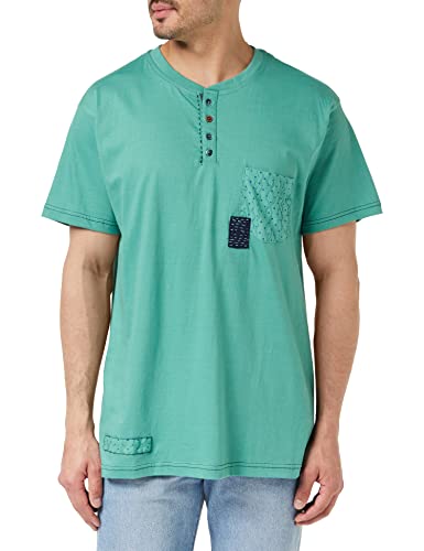 Joe Browns Męska haftowana kieszonkowa naszywka Henley top koszulka, Aqua, L