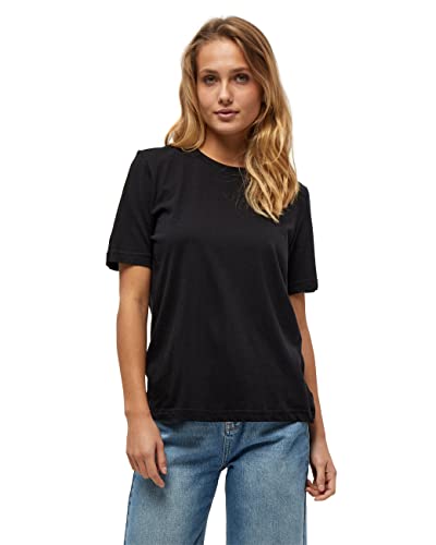 Minus Cathy GOTS T-shirt z krótkim rękawem | T-shirt damski w kolorze białym | jesienna bluzka damska, 100 czarny., M