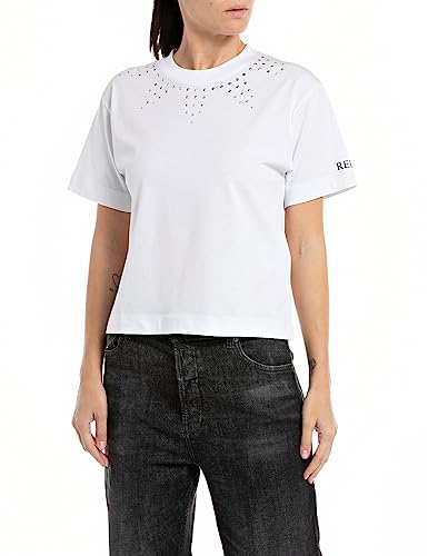 Replay koszulka damska boxy fit, 001 White, XXS